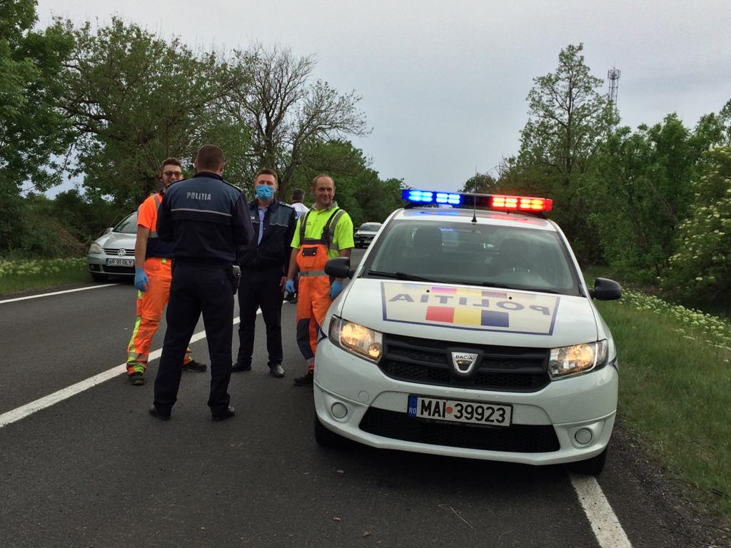 Un BMW a intrat într-un copac de pe marginea drumului, între Arad și Timișoara, la Șagu