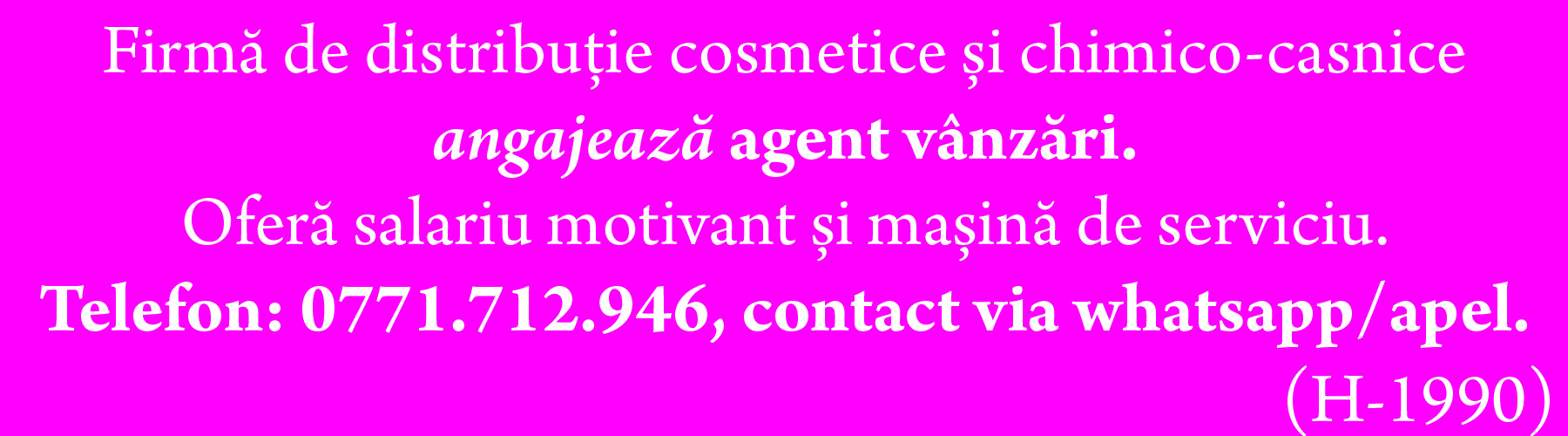 Firmă de distribuție cosmetice și chimico-casnice angajează