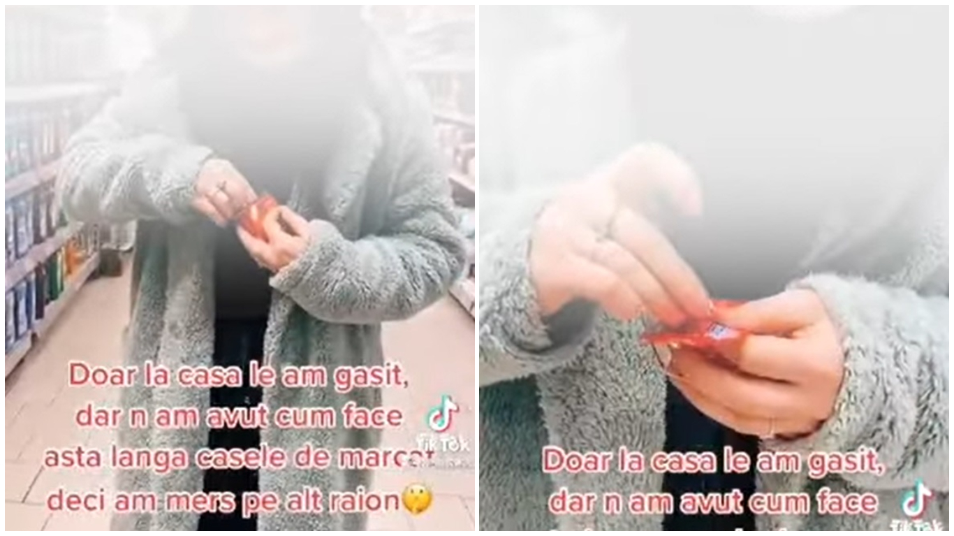 VIDEO | Anchetă la Sibiu după ce o tânără s-a filmat în timp ce sparge prezervativele de pe raftul unui supermarket