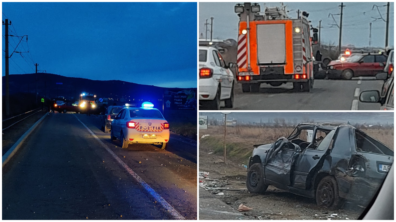Două maşini implicate într-un accident între Ghioroc şi Sâmbăteni