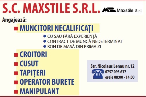 MAXSTILE S.R.L. ANGAJEAZĂ