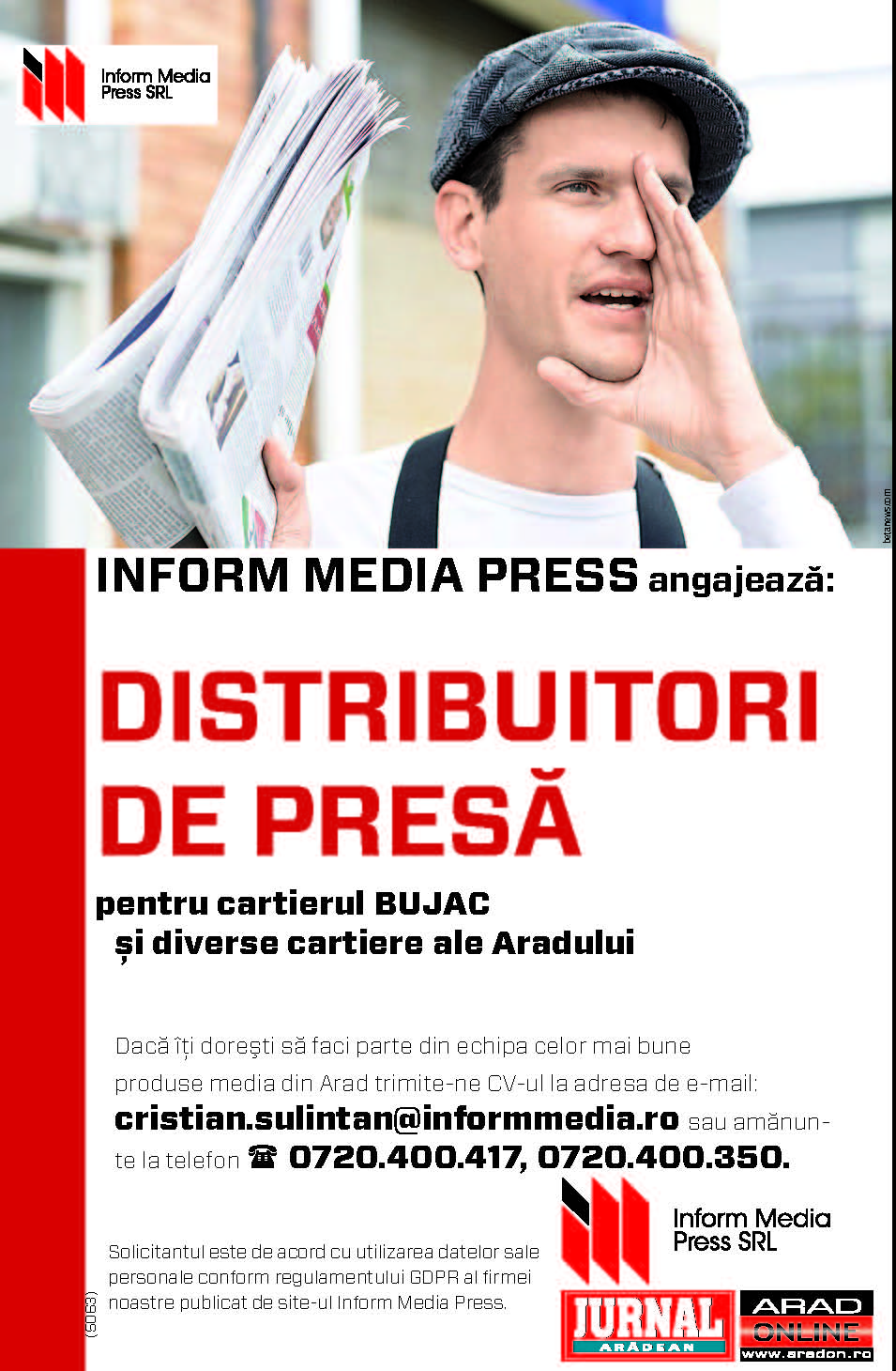 INFORM MEDIA PRESS angajează: DISTRIBUITORI DE PRESĂ
