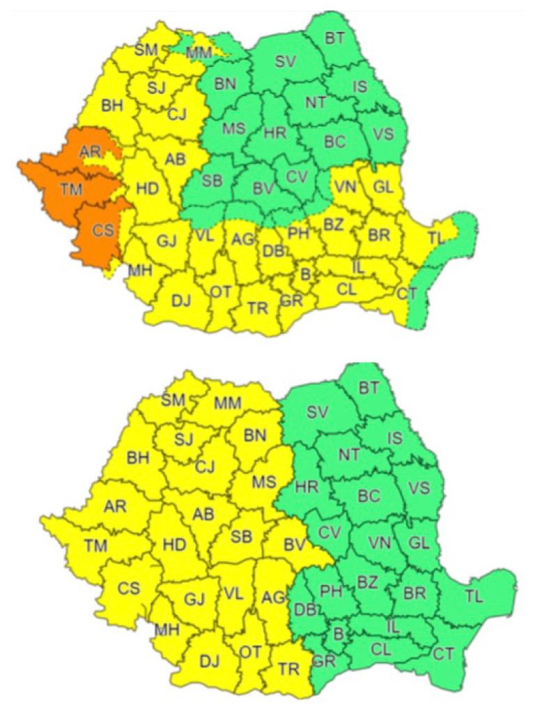 Cod galben de instabilitate atmosferică, pentru județul Arad