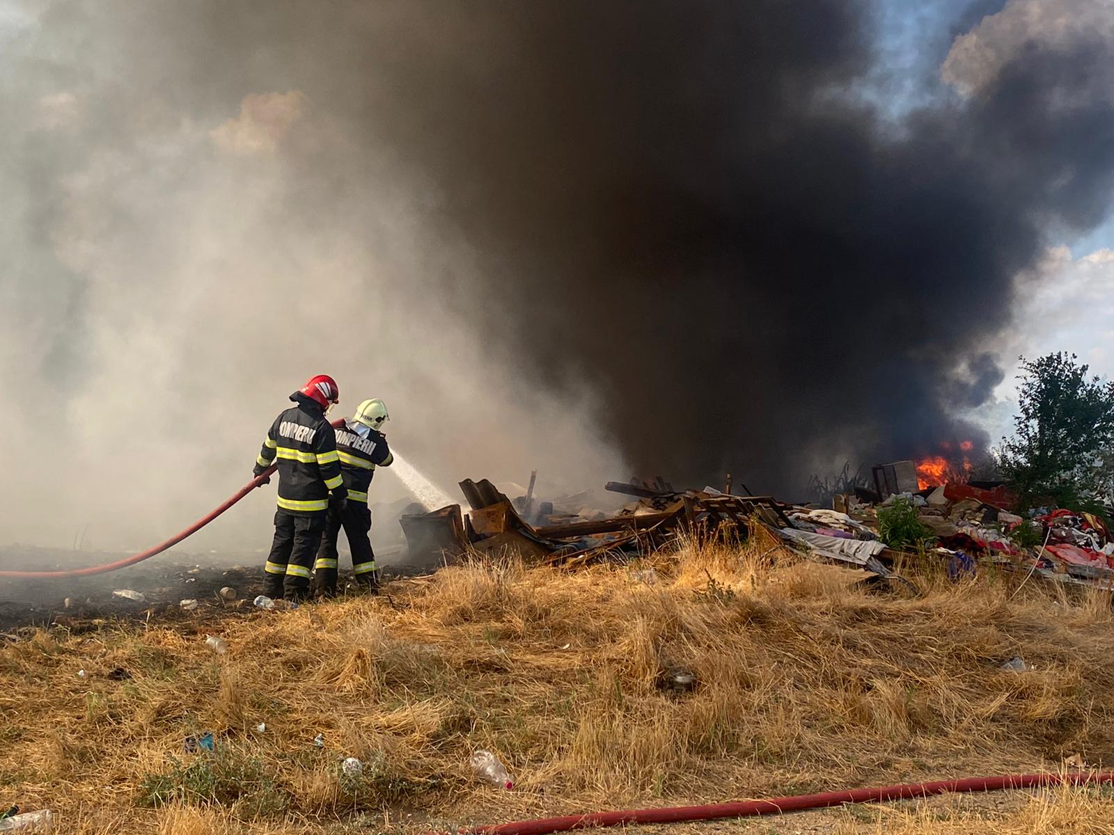 Incendiu de vegetație uscată pe strada Fluturilor
