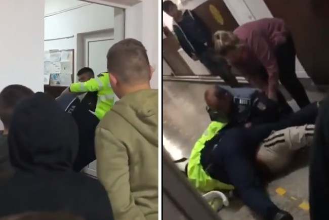 Scandal filmat la școala din Hidișelu de Jos: Trei elevi au venit beți la școală, unul a fost pus la pământ de polițiști