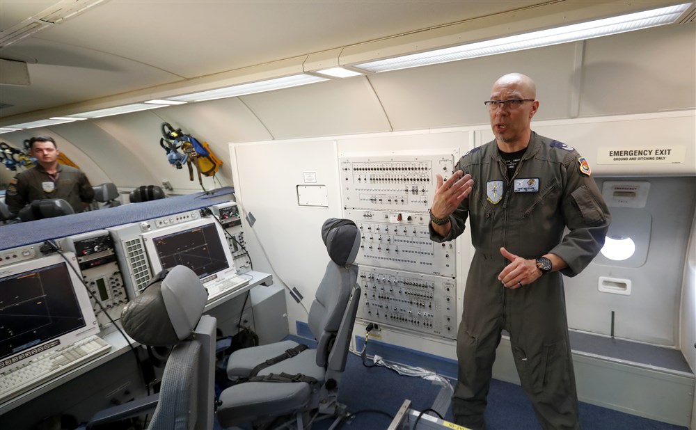 NATO Airborne Warning and Control System AWACS war planes in Romania