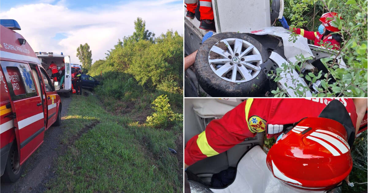 Accident cu patru victime, din care una încarcerată, pe DN79 Arad-Oradea