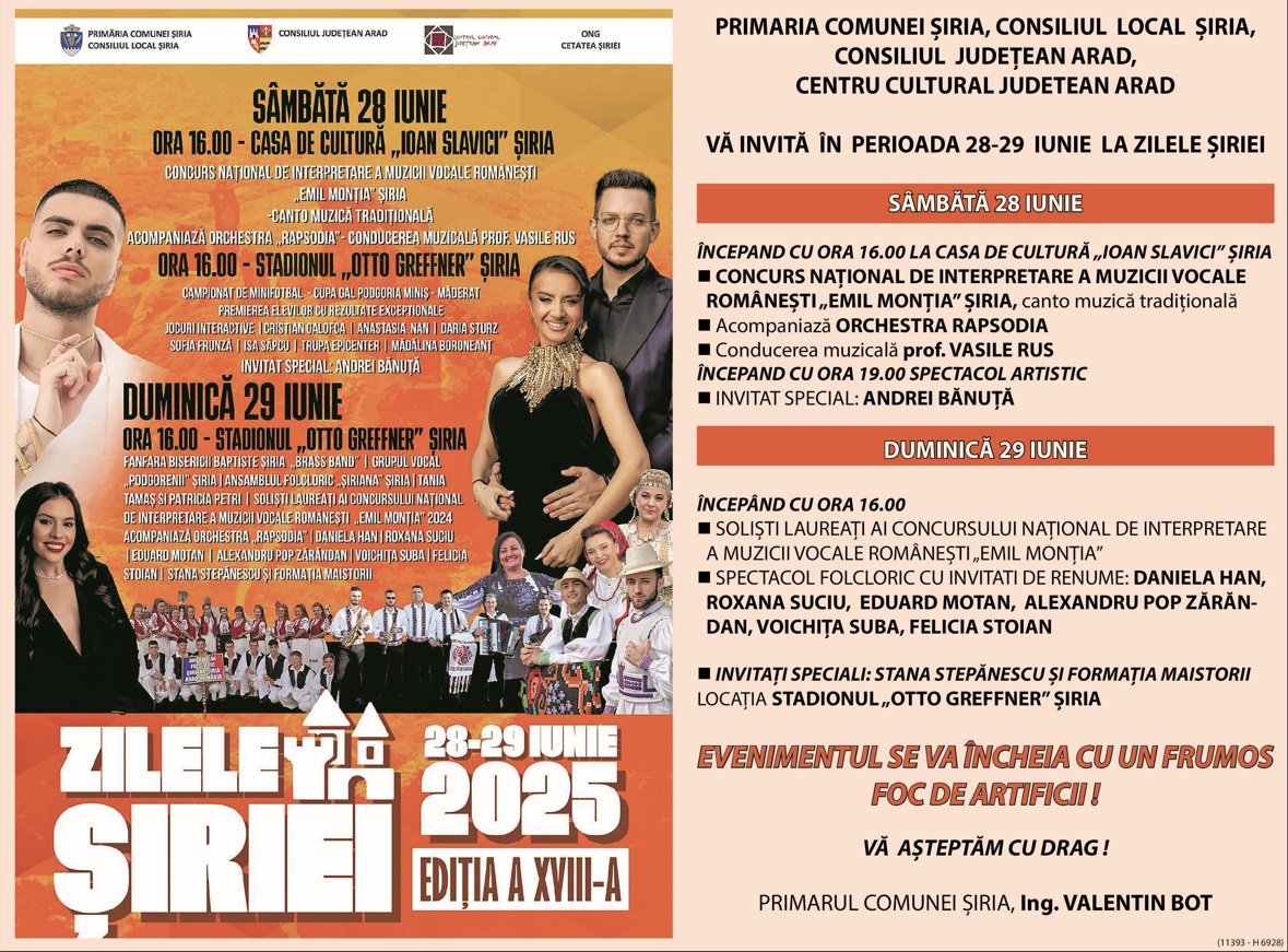 Vă invităm la Zilele Șiriei